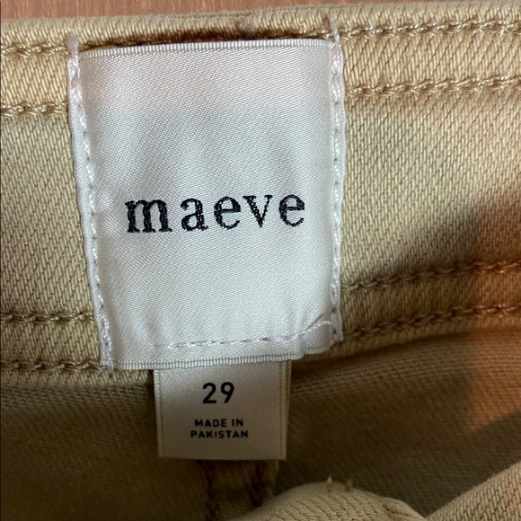 Anthropologie  Maeve Ettie High Rise Beige Flare Wide-Leg Jeans Raw Hem W 29 - Picture 2 of 8